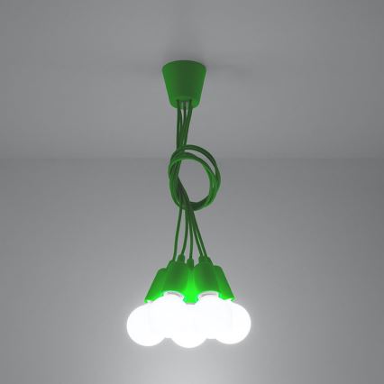 Candelabro suspenso DIEGO 5xE27/60W/230V verde