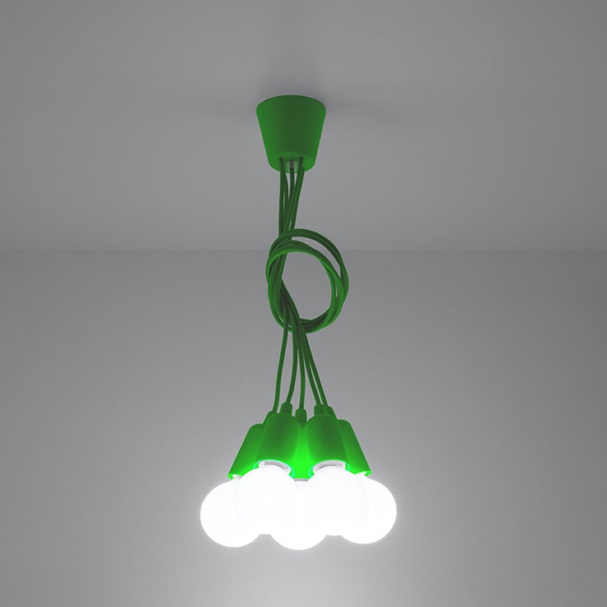 Candelabro suspenso DIEGO 5xE27/60W/230V verde