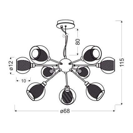 Candelabro suspenso DIXI 9xE14/40W/230V