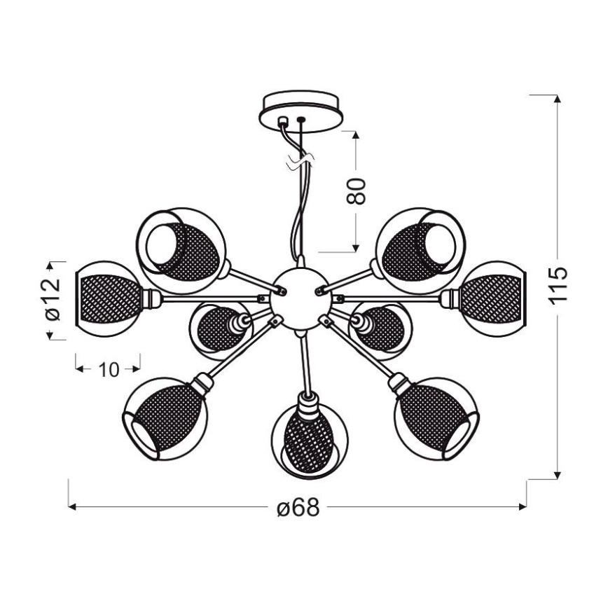 Candelabro suspenso DIXI 9xE14/40W/230V