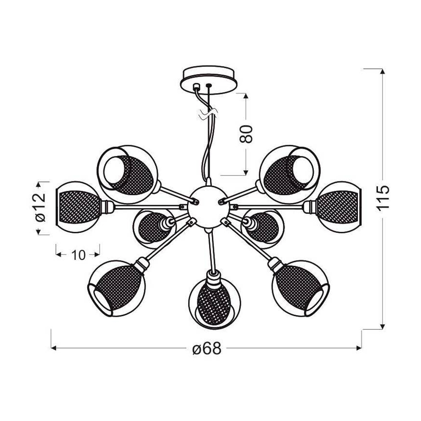 Candelabro suspenso DIXI 9xE14/40W/230V