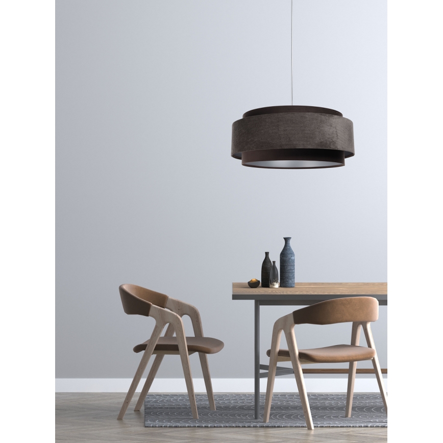 Candelabro suspenso DOBLO 1xE27/60W/230V castanho/prateado