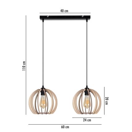 Candelabro suspenso DORO 2xE27/60W/230V