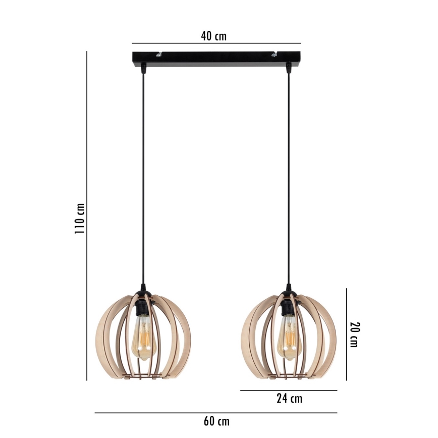 Candelabro suspenso DORO 2xE27/60W/230V