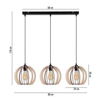 Candelabro suspenso DORO 3xE27/60W/230V