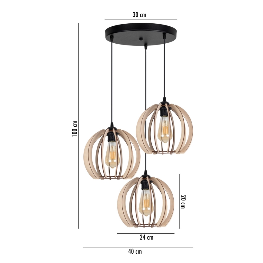 Candelabro suspenso DORO 3xE27/60W/230V