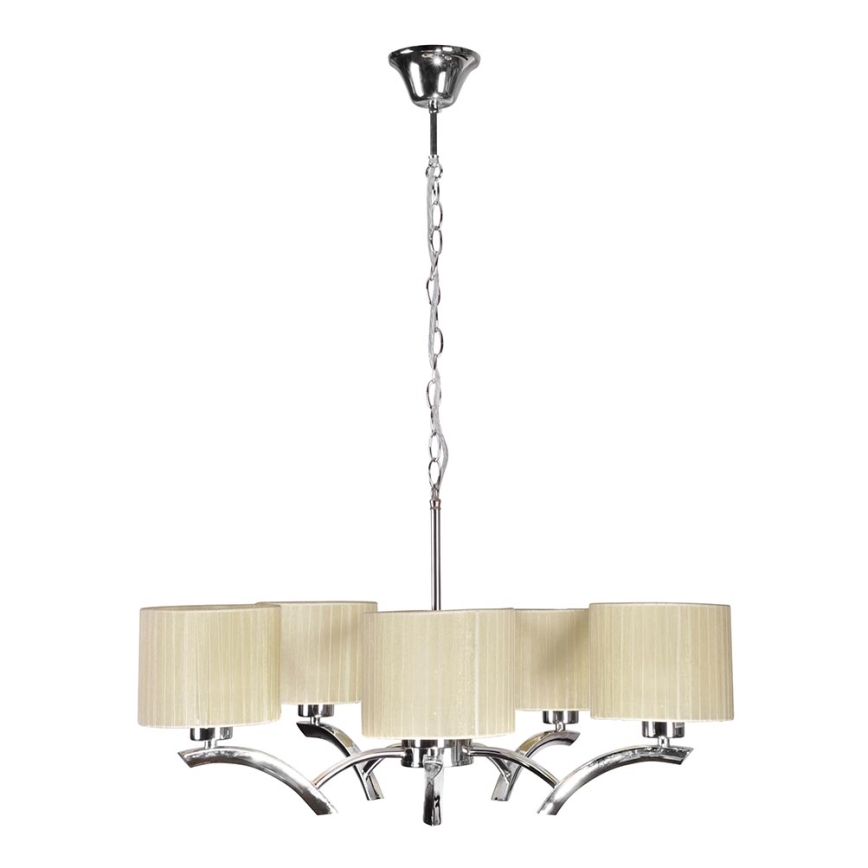 Candelabro suspenso DRAGA 5xE27/60W/230V bege/cromado brilhante