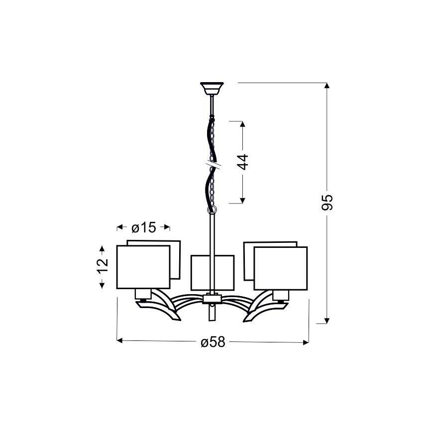 Candelabro suspenso DRAGA 5xE27/60W/230V bege/cromado brilhante