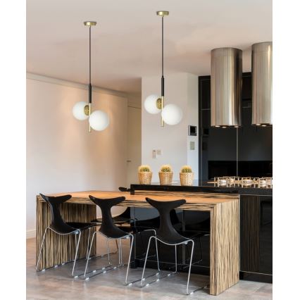 Candelabro suspenso DUO 2xE14/40W/230V dourado/preto