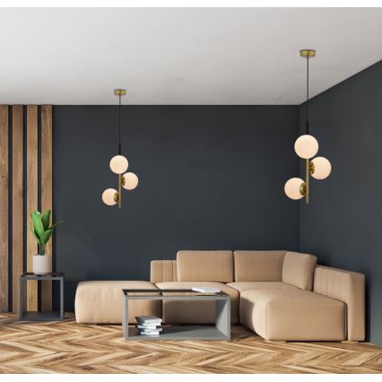 Candelabro suspenso DUO 3xE14/40W/230V dourado/preto