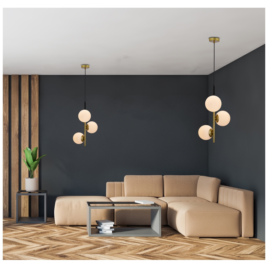 Candelabro suspenso DUO 3xE14/40W/230V dourado/preto