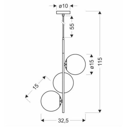Candelabro suspenso DUO 3xE14/40W/230V dourado/preto
