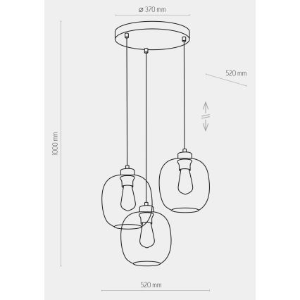 Candelabro suspenso ELIO 3xE27/15W/230V