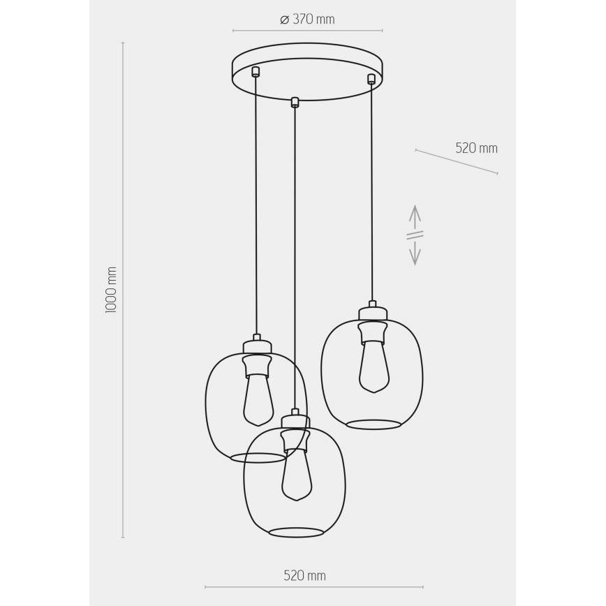 Candelabro suspenso ELIO 3xE27/15W/230V