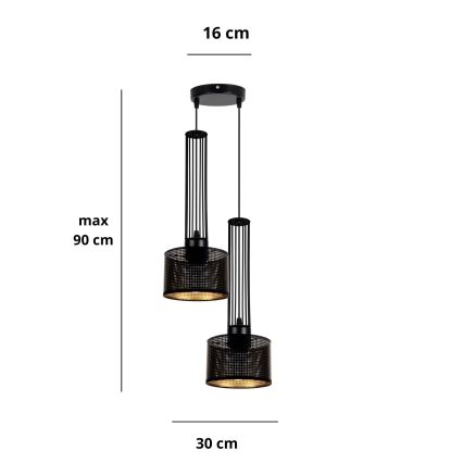 Candelabro suspenso ELIS 2xE27/60W/230V diâmetro 30 cm
