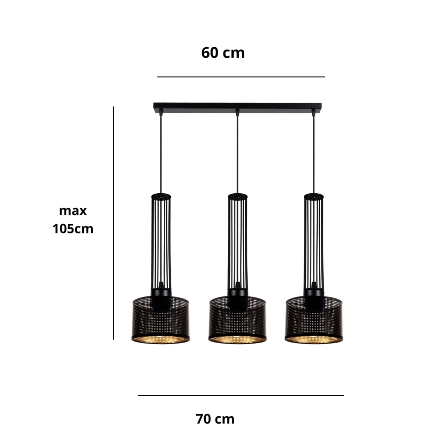 Candelabro suspenso ELIS 3xE27/60W/230V