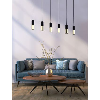 Candelabro suspenso ELIT 6xGU10/10W/230V preto