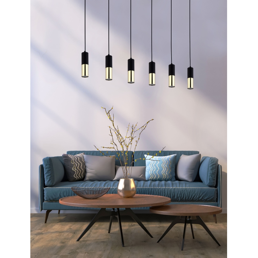 Candelabro suspenso ELIT 6xGU10/10W/230V preto