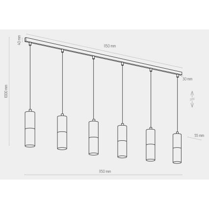 Candelabro suspenso ELIT 6xGU10/10W/230V preto