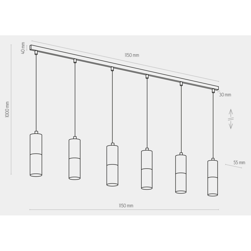 Candelabro suspenso ELIT 6xGU10/10W/230V preto
