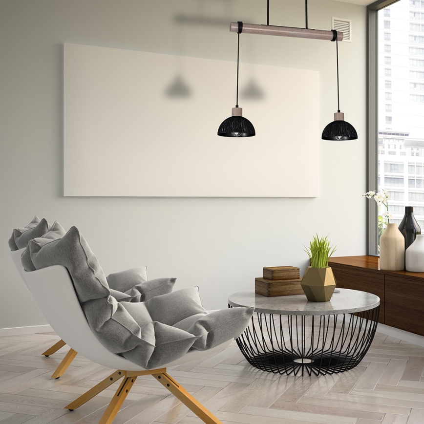 Candelabro suspenso ERIK 2xE27/60W/230V castanho/preto