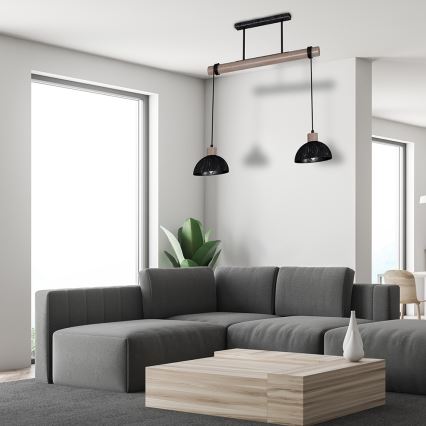 Candelabro suspenso ERIK 2xE27/60W/230V castanho/preto
