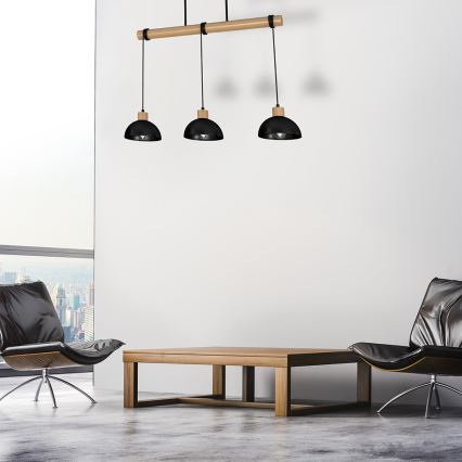 Candelabro suspenso ERIK 3xE27/60W/230V bege/preto