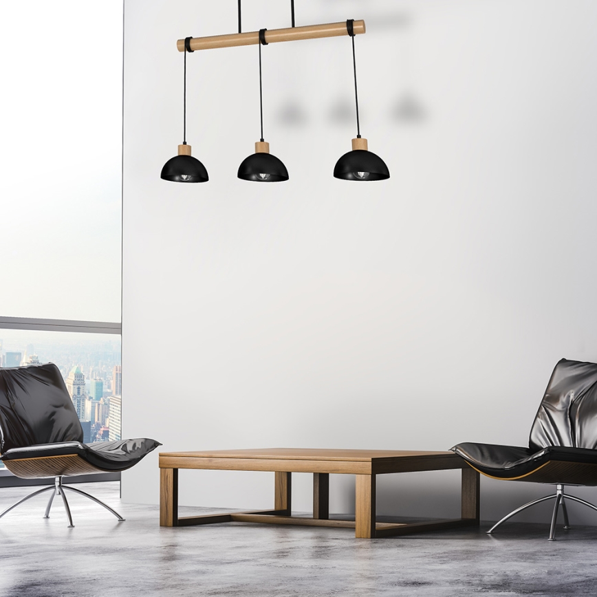 Candelabro suspenso ERIK 3xE27/60W/230V bege/preto