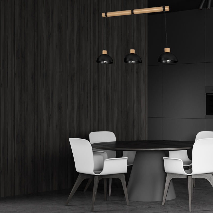 Candelabro suspenso ERIK 3xE27/60W/230V bege/preto