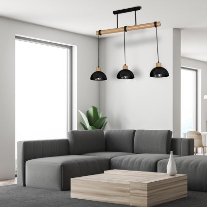 Candelabro suspenso ERIK 3xE27/60W/230V bege/preto