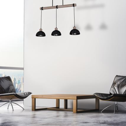 Candelabro suspenso ERIK 3xE27/60W/230V castanho/preto