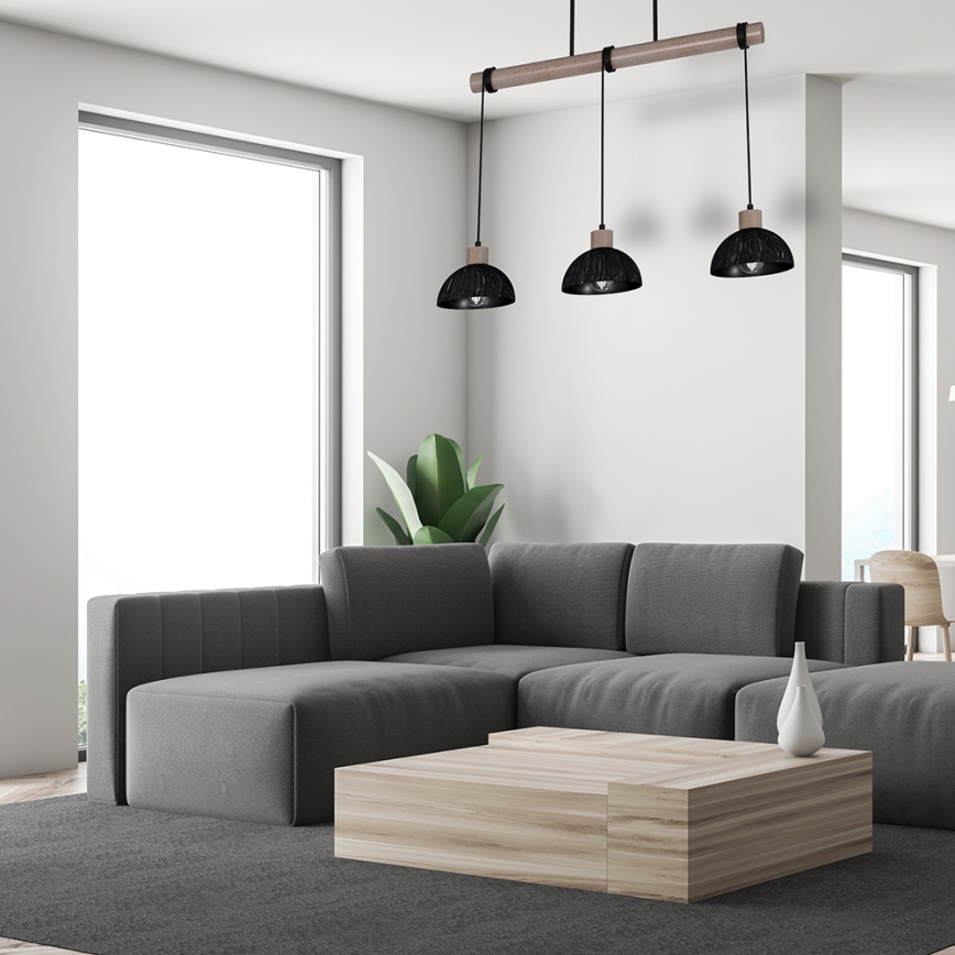 Candelabro suspenso ERIK 3xE27/60W/230V castanho/preto