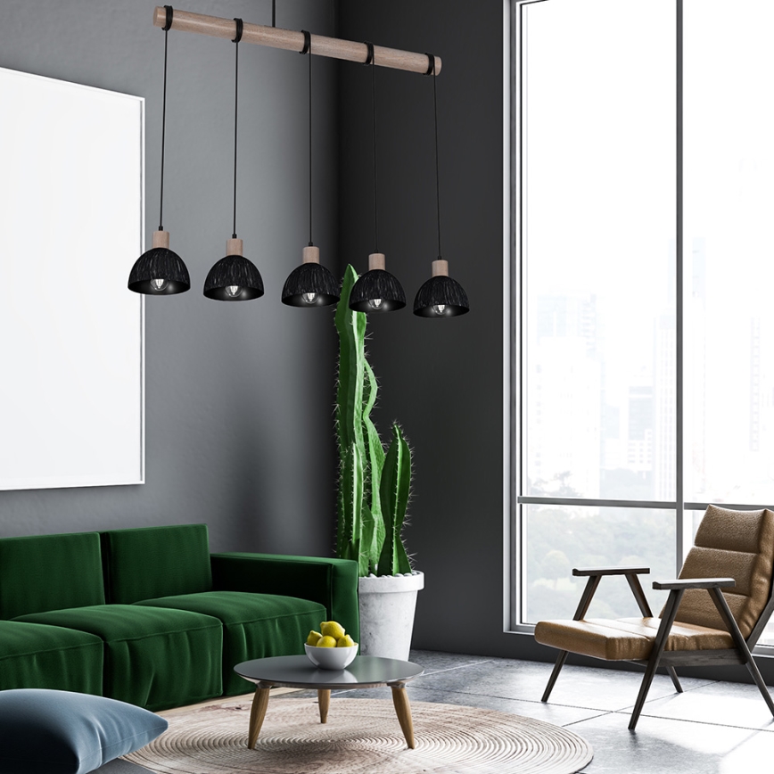 Candelabro suspenso ERIK 5xE27/60W/230V castanho/preto