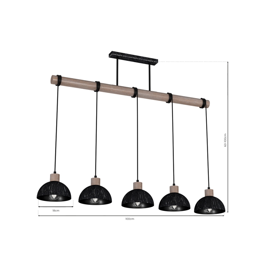 Candelabro suspenso ERIK 5xE27/60W/230V castanho/preto