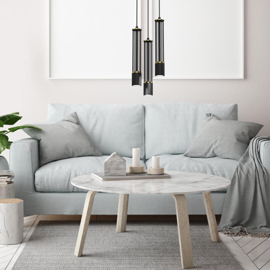 Candelabro suspenso ESTILO 3xGU10/40W/230V preto