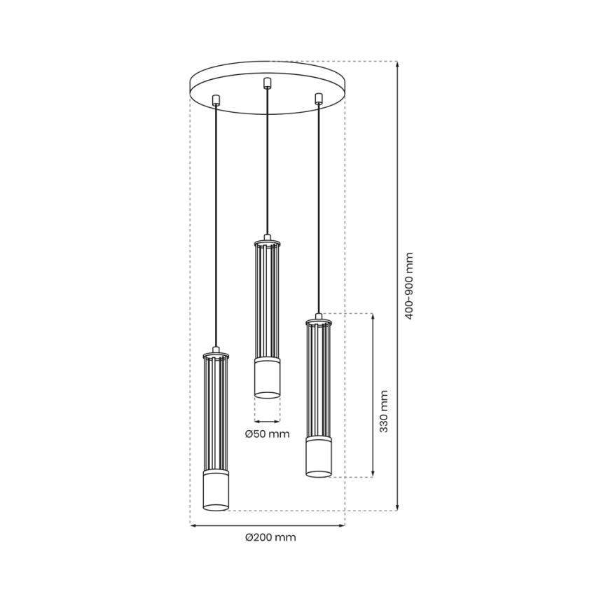 Candelabro suspenso ESTILO 3xGU10/40W/230V preto