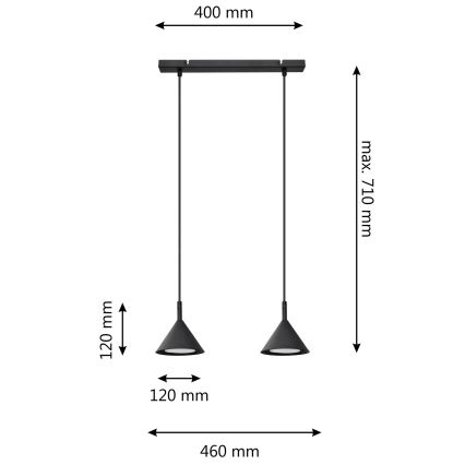 Candelabro suspenso ETNA 2xGX53/15W/230V preto
