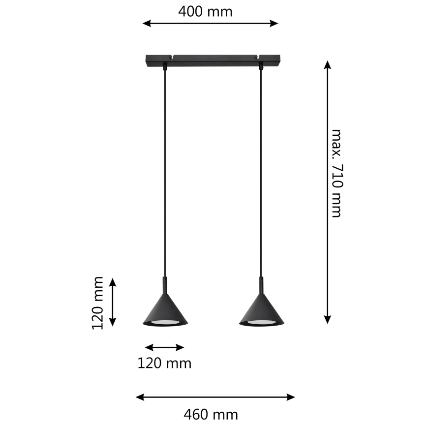 Candelabro suspenso ETNA 2xGX53/15W/230V preto
