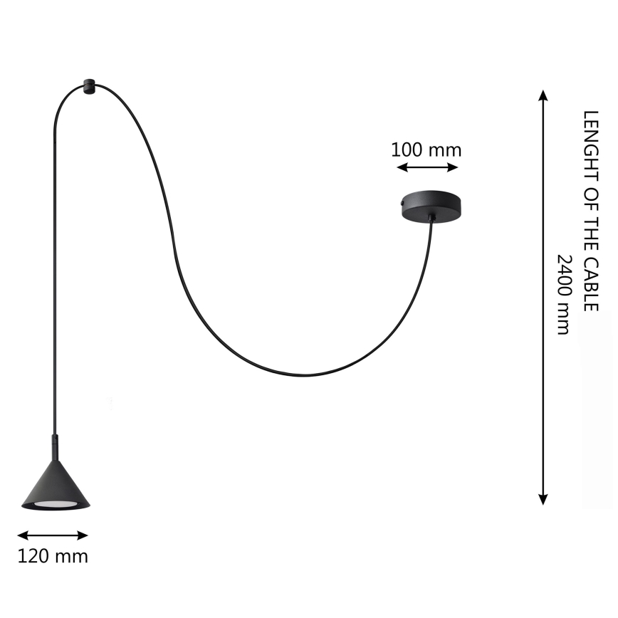 Candelabro suspenso ETNA LONG 1xGX53/15W/230V preto