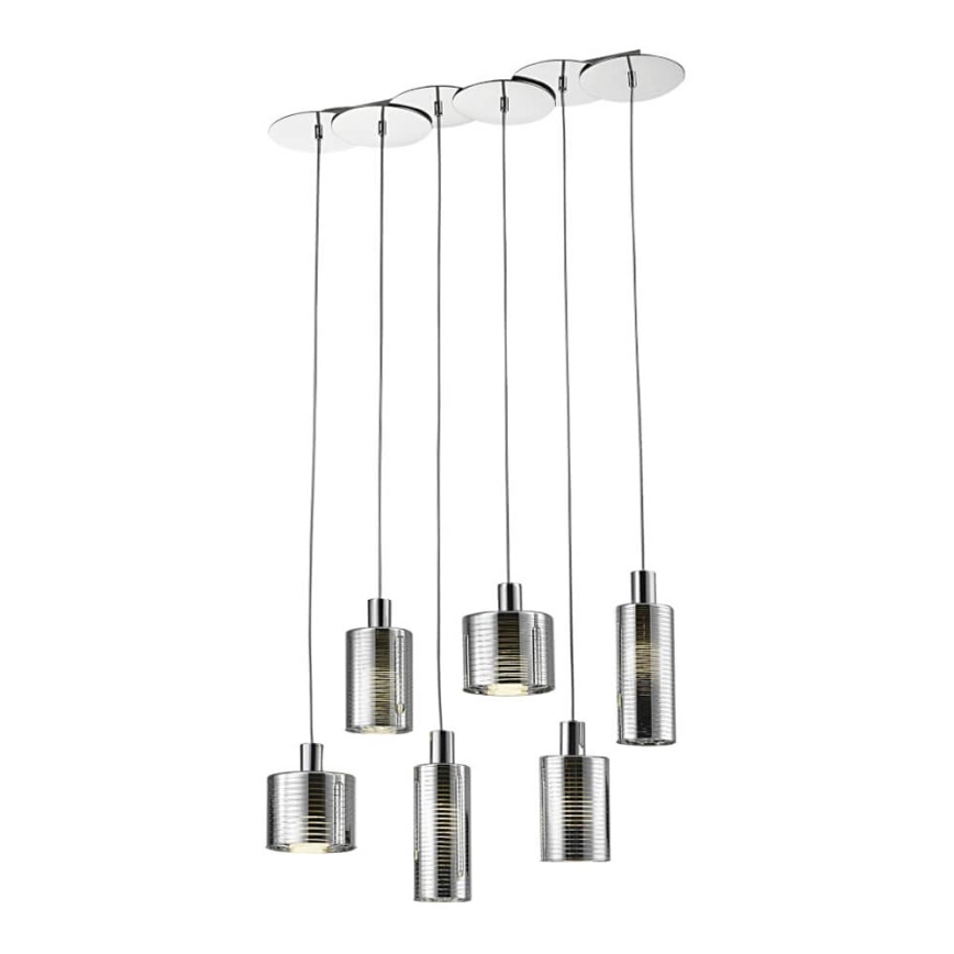 Candelabro suspenso EVOLUTION 6xE27/11W/230V cromado brilhante