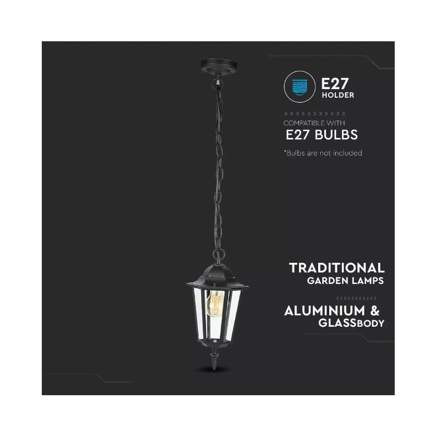 Candelabro suspenso exterior 1xE27/40W/230V IP44 preto