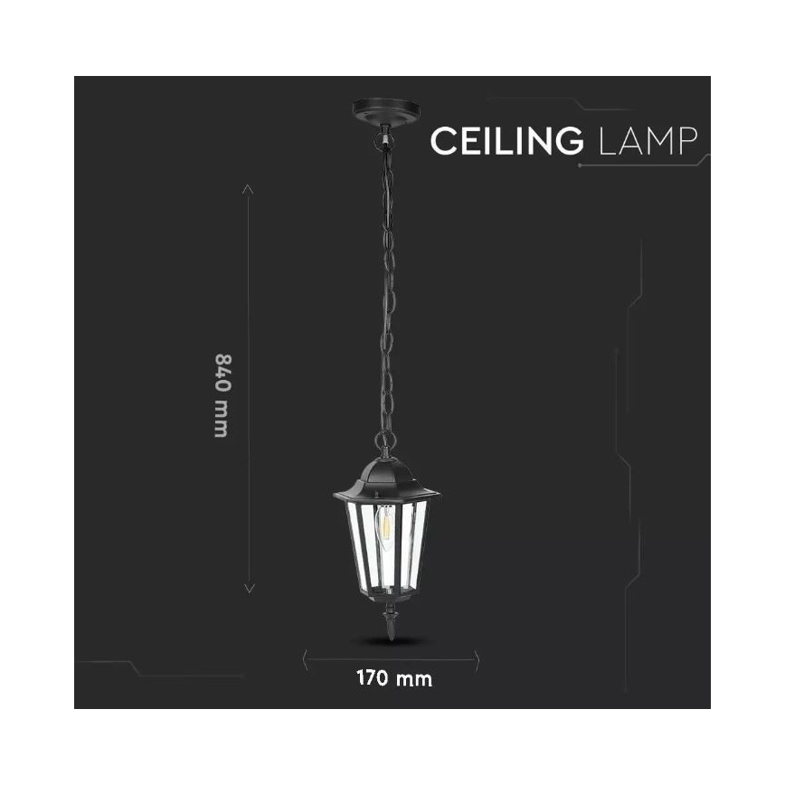 Candelabro suspenso exterior 1xE27/40W/230V IP44 preto