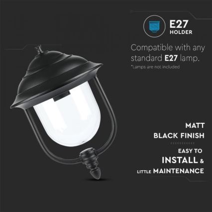 Candelabro suspenso exterior 1xE27/60W/230V IP44 preto