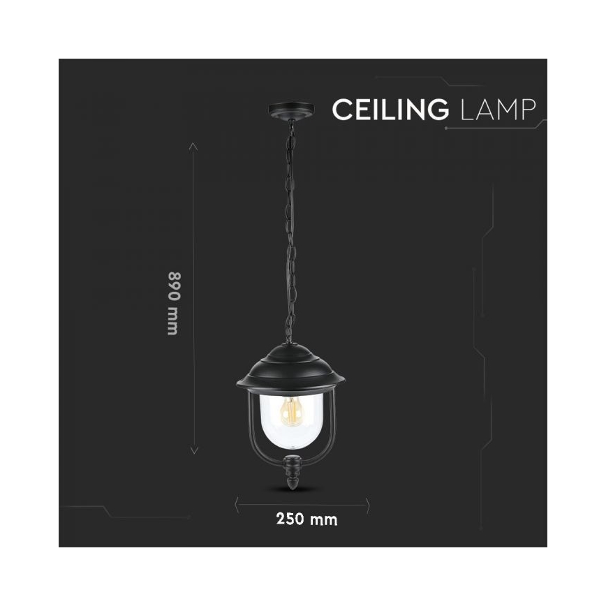 Candelabro suspenso exterior 1xE27/60W/230V IP44 preto