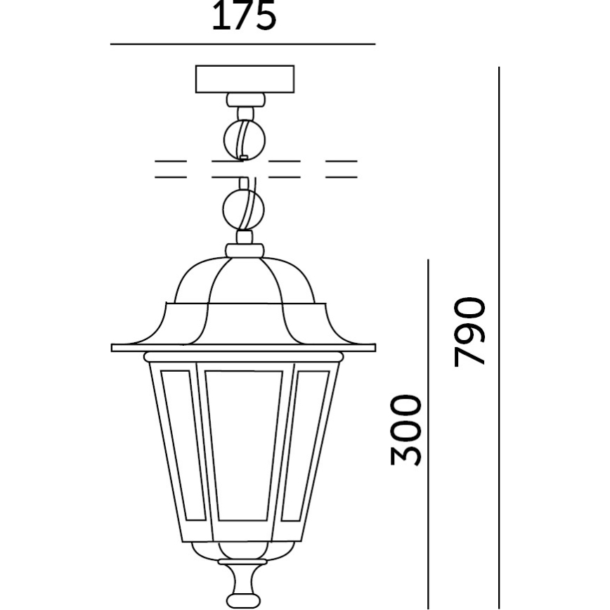 Candelabro suspenso exterior 1xE27/60W/230V preto