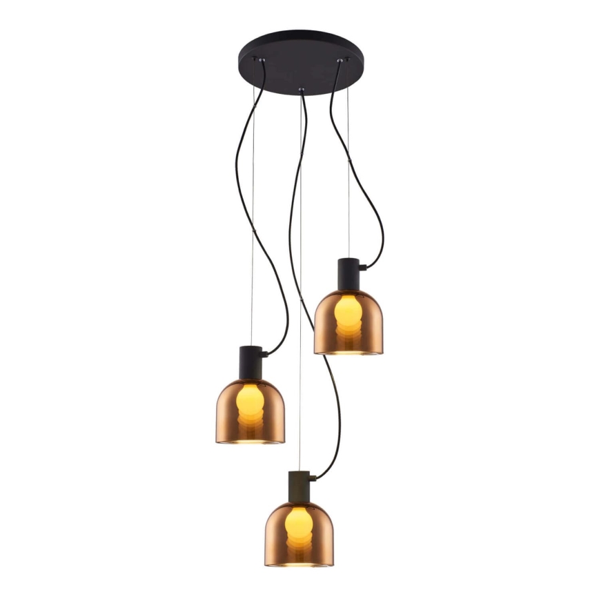 Candelabro suspenso FIRE 3xE27/9W/230V castanho/preto