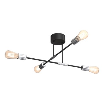 Candelabro suspenso FLAME 4xE27/60W/230V preto/cromado brilhante
