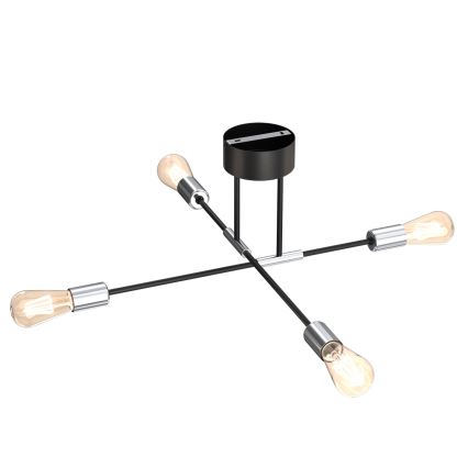 Candelabro suspenso FLAME 4xE27/60W/230V preto/cromado brilhante