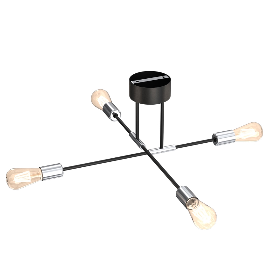 Candelabro suspenso FLAME 4xE27/60W/230V preto/cromado brilhante