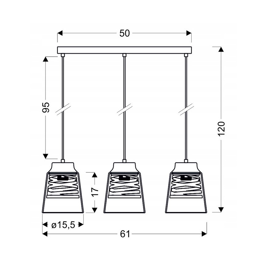 Candelabro suspenso FRESNO 3xE27/60W/230V